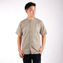 KEMEJA PENDEK Kemeja Pendek Pria Twill Kerah 2in1 Khaki