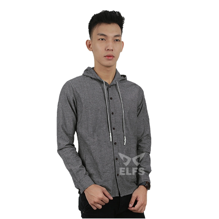 KEMEJA PANJANG Kemeja Panjang Pria Oxford Hoodie Polos Abu Tua 1 kfsj_hoodie_polos_at_0