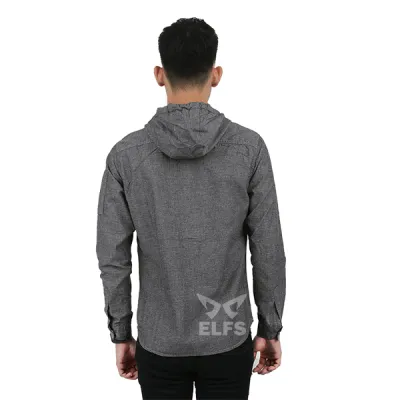 KEMEJA PANJANG Kemeja Panjang Pria Oxford Hoodie Polos Abu Tua 2 kfsj_hoodie_polos_at_1