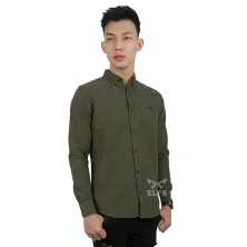 KEMEJA PANJANG Kemeja Panjang Pria Oxford Premium Basic Hijau Army