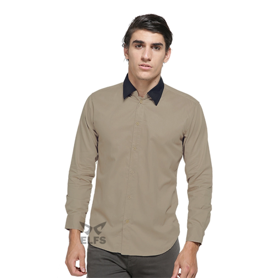 KEMEJA PANJANG Kemeja Panjang Pria Twill Kerah 2in1 Khaki 2 kfsj_twill_kerah_2in1_kh_1