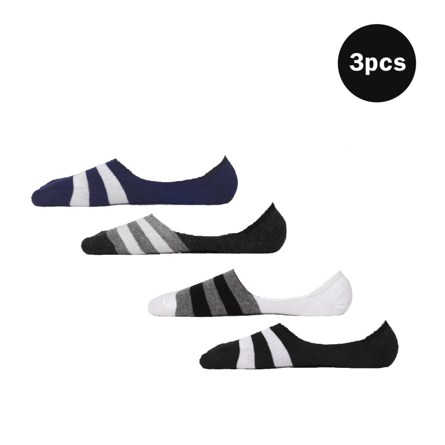 KAOS KAKI TERSEMBUNYI Kaos Kaki Hidden Katun Antislip Invisible Socks Murah 3pcs Abu Tua 1 kkd_hidden_antislip_stripe_xy