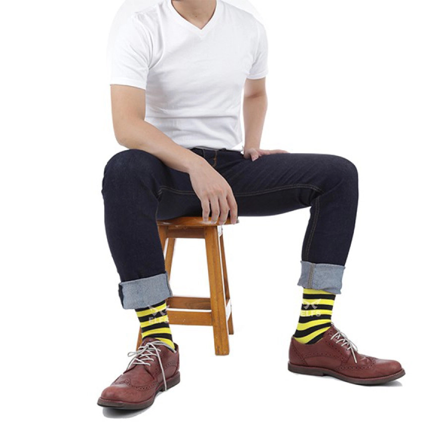 KAOS KAKI CASUAL PANJANG Kaos Kaki Panjang Harry Potter Socks Hufflepuff Hitam Kuning 2 kkj_casual_hufflepuff_3hdz_kt_1