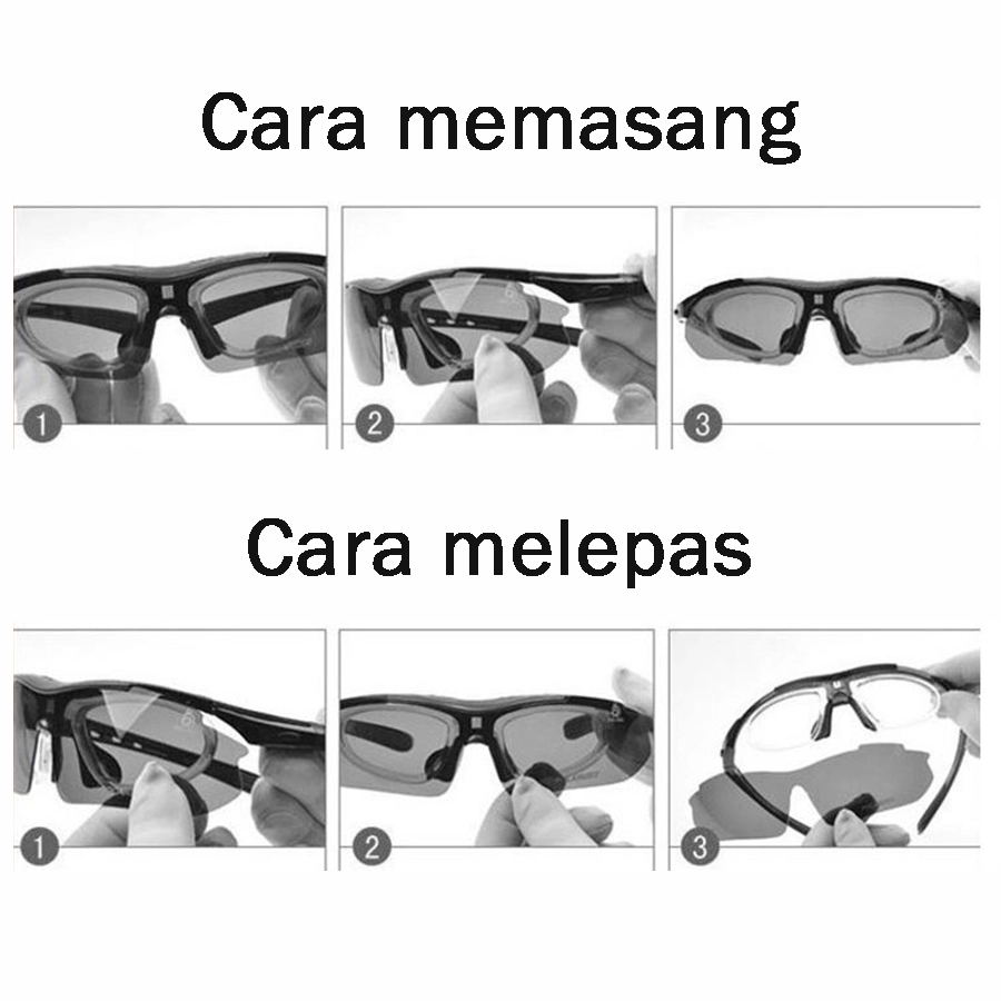 KACAMATA KOREA & SPORT Kacamata Sepeda 5 Lensa Polarized Night Vision Sport Sunglasses Biru Tua 6 km1_sepeda_5_lensa_bt5