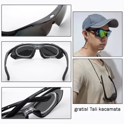 KACAMATA KOREA & SPORT Kacamata Sepeda 5 Lensa Polarized Night Vision Sport Sunglasses Hitam 4 km1_sepeda_5_lensa_hx3