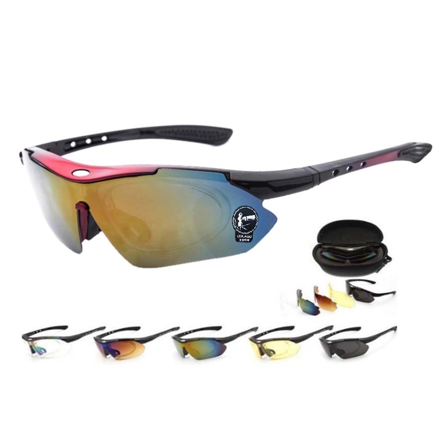 KACAMATA KOREA & SPORT Kacamata Sepeda 5 Lensa Polarized Night Vision Sport Sunglasses Merah Cabe 1 km1_sepeda_5_lensa_mc0