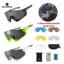 KACAMATA KOREA & SPORT KACAMATA SEPEDA ROCKBROS 5 LENSA POLARIZED NIGHT VISION PHOTOCHROMIC ANTI UV SPORT SUNGLASSES MERAH CABE