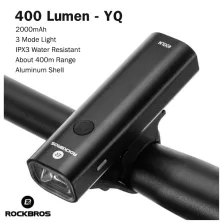 KARABINER Lampu Depan Sepeda Rockbros USB Reachargerable 2000mAh 400 Lumens Hitam