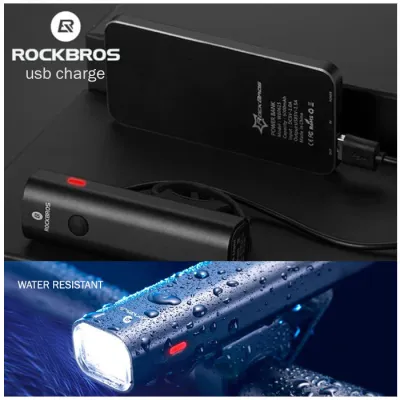 KARABINER Lampu Depan Sepeda Rockbros USB Reachargerable 2000mAh 400 Lumens Hitam 3 lampu_senter_sepeda_hx2