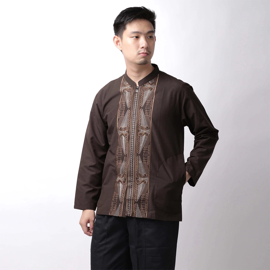 KEMEJA KOKO/JUBAH Baju Muslim Kemeja Koko Panjang Katun 20001 Coklat Tua 1 msm_baju_koko_panjang_20001_ct0