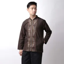 KEMEJA KOKO/JUBAH Baju Muslim Kemeja Koko Panjang Katun 20001 Coklat Tua