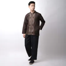 KEMEJA KOKO/JUBAH Baju Muslim Kemeja Koko Panjang Katun 20001 Coklat Tua