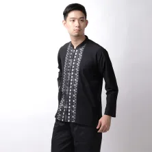 KEMEJA KOKO/JUBAH Baju Muslim Kemeja Koko Panjang Katun 20001 Hitam