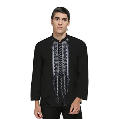 KEMEJA KOKO/JUBAH Baju Muslim Kemeja Koko Panjang Katun 2803001 Hitam 1 msm_baju_koko_panjang_2803001_hx_0