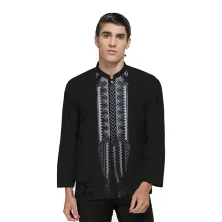 KEMEJA KOKO/JUBAH Baju Muslim Kemeja Koko Panjang Katun 2803001 Hitam