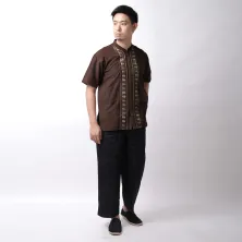 KEMEJA KOKO/JUBAH Baju Muslim Kemeja Koko Pendek Katun 20001 Coklat Tua