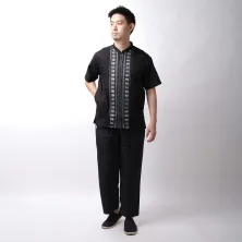 KEMEJA KOKO/JUBAH Baju Muslim Kemeja Koko Pendek Katun 20001 Hitam