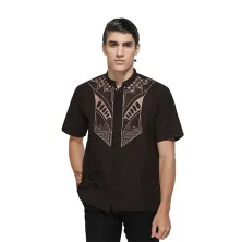 KEMEJA KOKO/JUBAH Baju Muslim Kemeja Koko Pendek Katun 2803001 Coklat Tua