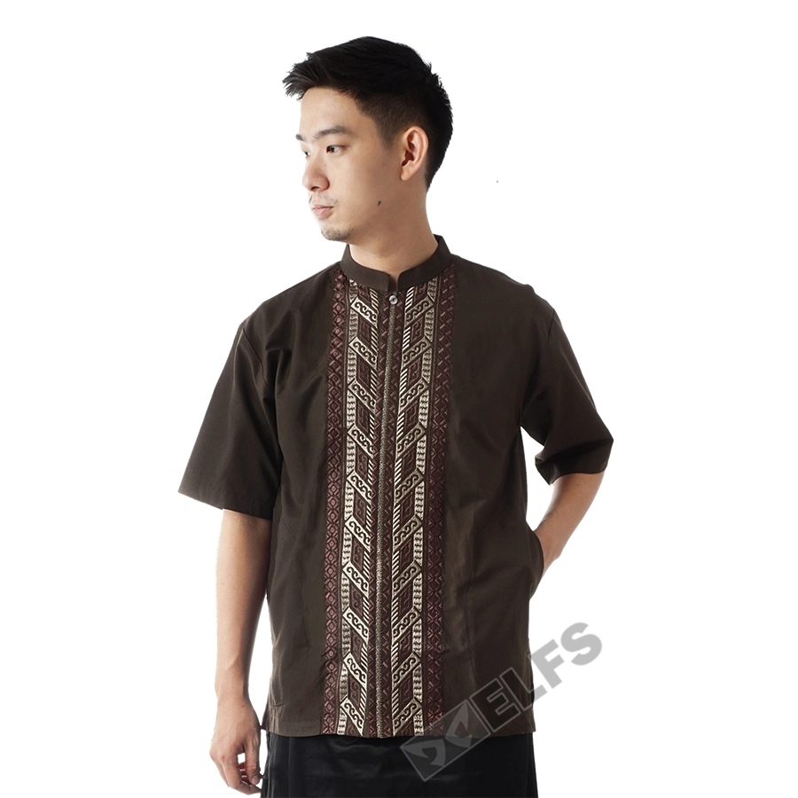 KEMEJA KOKO/JUBAH Baju Muslim Kemeja Koko Pendek Katun 0F17054 Coklat Tua 1 msm_baju_koko_pendek_801_cm_0_copy