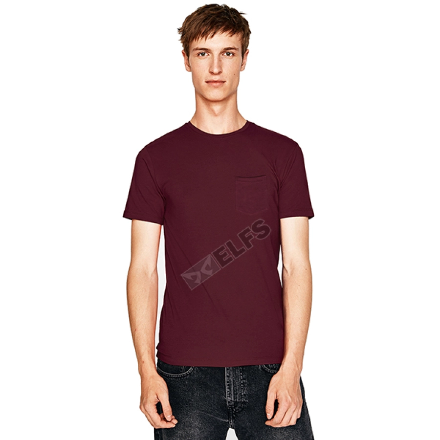 KAOS KANTONG Kaos Pria Katun Tshirt Combed 20S Slimfit Pocket Maroon 1 ok_cotton_combed_20s_slimfit_pocket_mo_0_copy