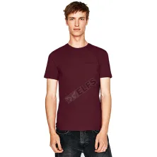 KAOS KANTONG Kaos Pria Katun Tshirt Combed 20S Slimfit Pocket Maroon