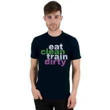 KAOS MOTIF Kaos Pria Katun Tshirt Eat Clean Biru Dongker