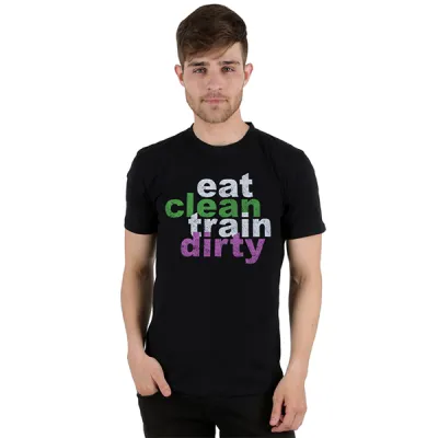 KAOS MOTIF Kaos Pria Katun Tshirt Eat Clean Hitam 1 ok_cotton_eatclean_hx_0