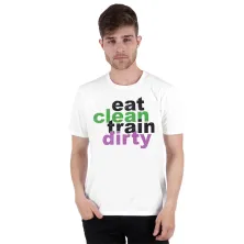 KAOS MOTIF Kaos Pria Katun Tshirt Eat Clean Putih
