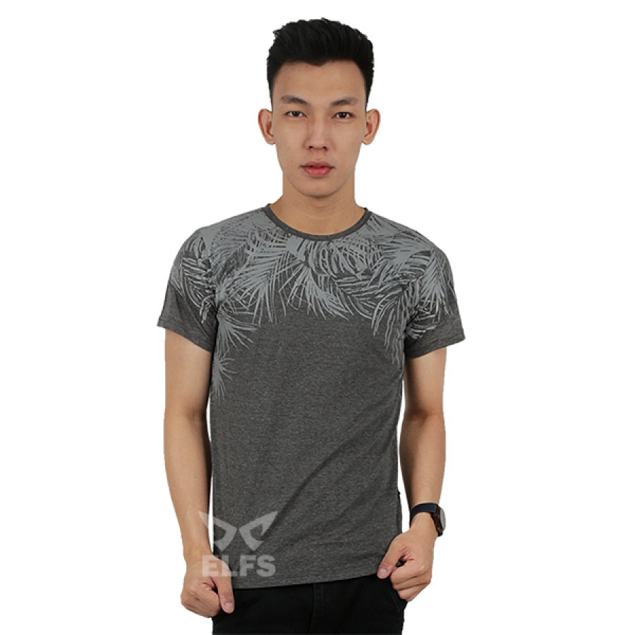 KAOS MOTIF Kaos Pria Katun Tshirt Half Leaves Abu Tua 1 ok_cotton_half_leaves_at_0