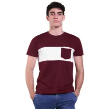 KAOS KANTONG Kaos Pria Katun Tshirt Line Pocket Maroon