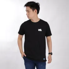 KAOS KANTONG KAOS PRIA ONECK PENDEK KATUN POCKET REVEAL CAT TSHIRT OBLONG HITAM