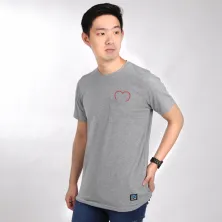 KAOS KANTONG KAOS PRIA ONECK PENDEK KATUN POCKET REVEAL HEART TSHIRT OBLONG ABU MUDA