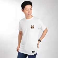 KAOS KANTONG KAOS PRIA ONECK PENDEK KATUN POCKET REVEAL LLAMA TSHIRT OBLONG PUTIH