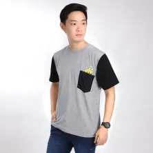 KAOS KANTONG KAOS PRIA ONECK PENDEK KATUN POCKET REVEAL STAR TSHIRT OBLONG ABU TUA