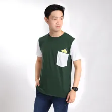 KAOS KANTONG KAOS PRIA ONECK PENDEK KATUN POCKET REVEAL STAR TSHIRT OBLONG HIJAU TUA