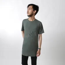 KAOS HOODIE KAOS PRIA ONECK LENGAN PENDEK KATUN LONGFIT POCKET TSHIRT OBLONG HIJAU ARMY 