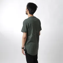 KAOS HOODIE KAOS PRIA ONECK LENGAN PENDEK KATUN LONGFIT POCKET TSHIRT OBLONG HIJAU ARMY 