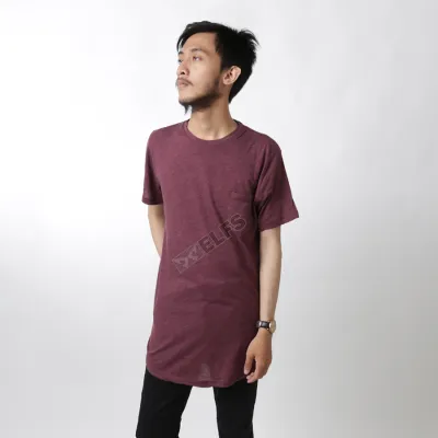 KAOS HOODIE KAOS PRIA ONECK LENGAN PENDEK KATUN LONGFIT POCKET TSHIRT OBLONG MAROON  1 ok_cotton_polos_longfit_pocket_mo0_copy