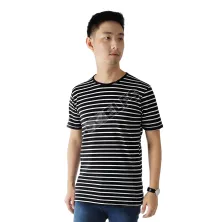 KAOS POLOS Kaos Pria Katun Tshirt Salur BW Hitam