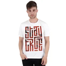 KAOS MOTIF Kaos Pria Katun Tshirt Stay True Putih