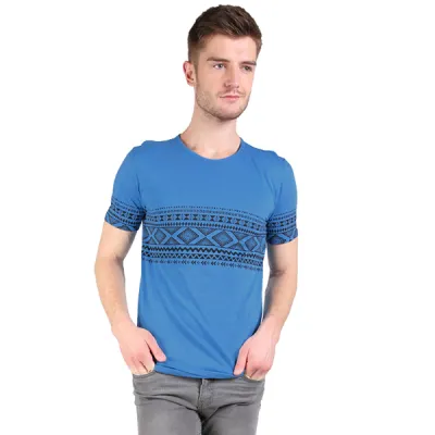 KAOS MOTIF Kaos Pria Katun Tshirt Tribal Line Biru Muda 1 ok_cotton_tribal_line_bm_0