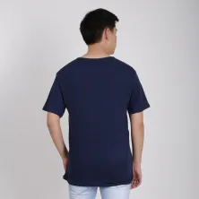 KAOS POLOS KAOS PRIA ONECK KATUN KANCING ETNIK NAVAJO TSHIRT BIRU DONGKER