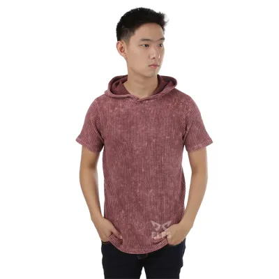 KAOS HOODIE Kaos Hoodie Pria Wafer Wash Maroon 1 ok_kaos_hoodie_wafer_wash_mo_0