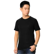 KAOS POLOS Kaos Pria Katun Tshirt Rip Pundak 5E Hitam