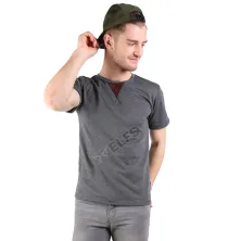 KAOS POLOS Kaos Pria Terry Tshirt Suede Triangle 6O Abu Tua