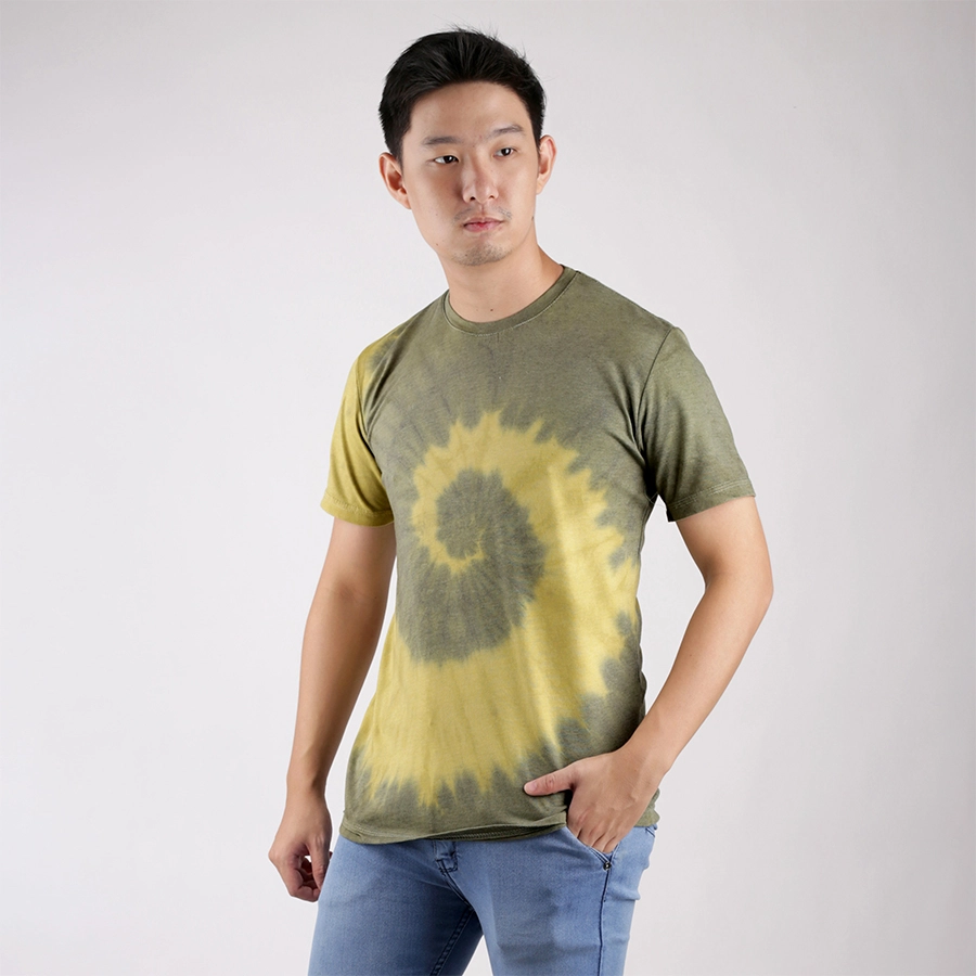 KAOS MOTIF Elfs Kaos Tie Dye T-shirt Premium Cotton Combed 20s/ Kaos Distro Pria/ Wanita/Kaos Tshirt Pria Wanita Kuning Tua 1 ok_tie_dye_kt0