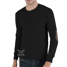 LENGAN PANJANG POLOS Kaos Pria Lengan Panjang Ariel Siku Suede 6O Hitam