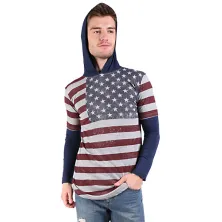 LENGAN PANJANG HOODIE Kaos Hoodie Pria Lengan Panjang Longfit America Biru Dongker