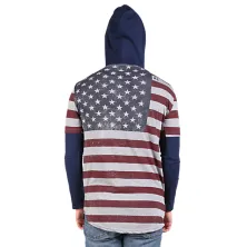 LENGAN PANJANG HOODIE Kaos Hoodie Pria Lengan Panjang Longfit America Biru Dongker