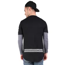 LENGAN PANJANG MOTIF Kaos Pria Lengan Panjang Katun Longfit Newyork Hitam